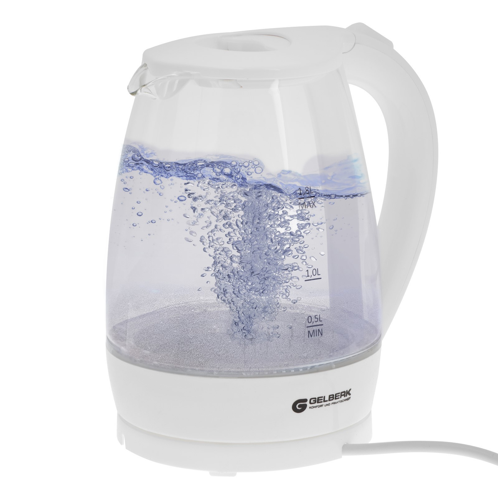 Изображение товара Электрический чайник Gelberk 9775017 1.8 л металлик белый