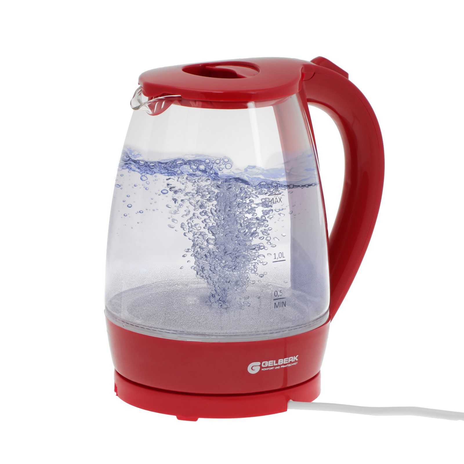 Изображение товара Электрический чайник Gelberk 1.8 л стекло бордовый мощность 2000 Вт