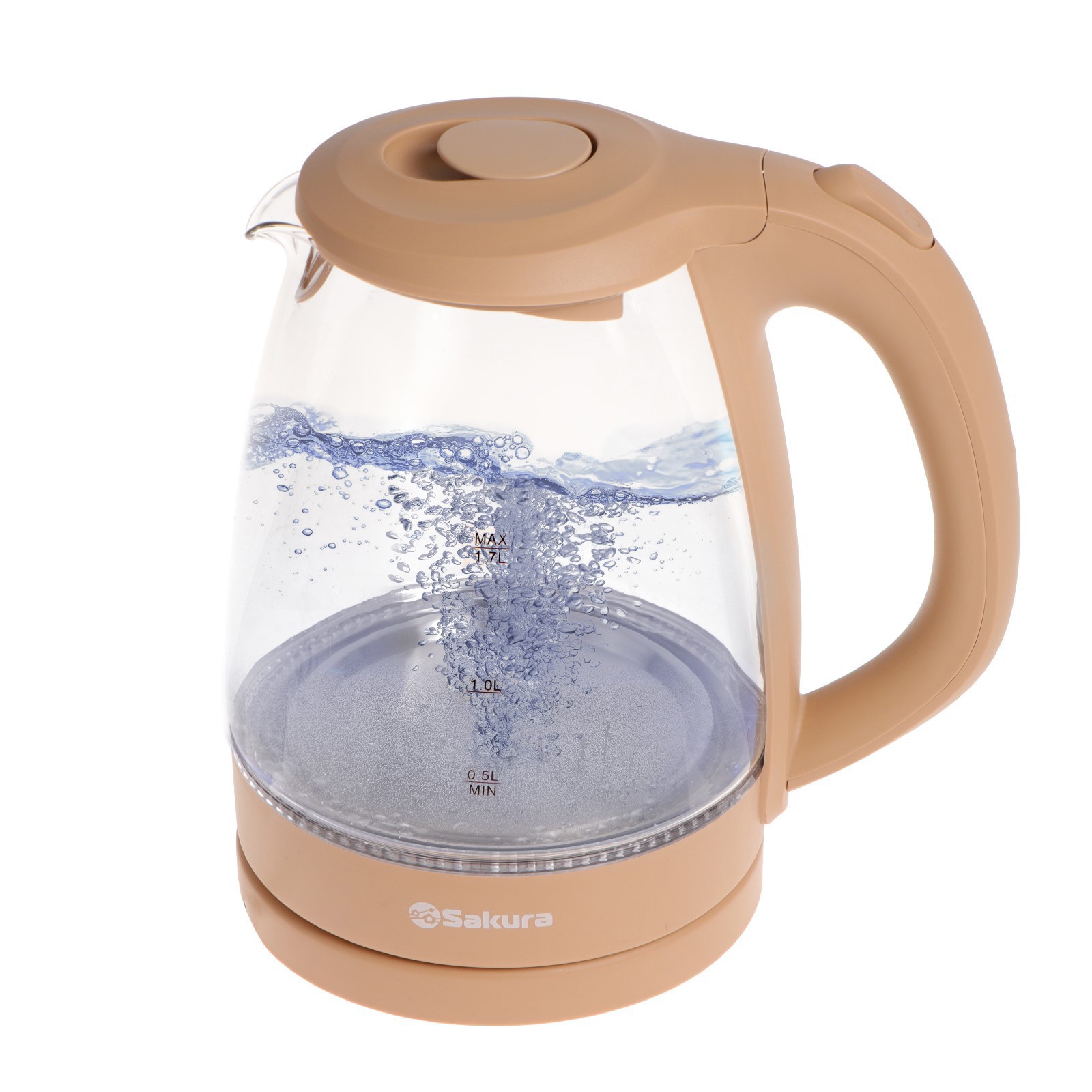 Изображение товара Электрический чайник Sakura 9438300 1.7 л стекло бежевый быстрый нагрев современный дизайн
