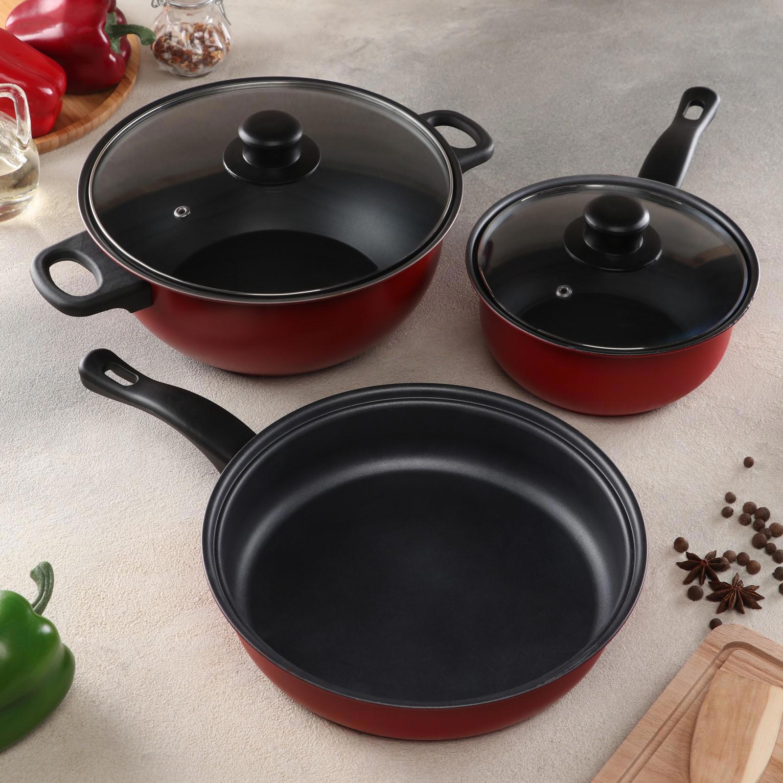 Изображение товара Набор посуды из углеродистой стали Simaland 4 предмета фиолетовый