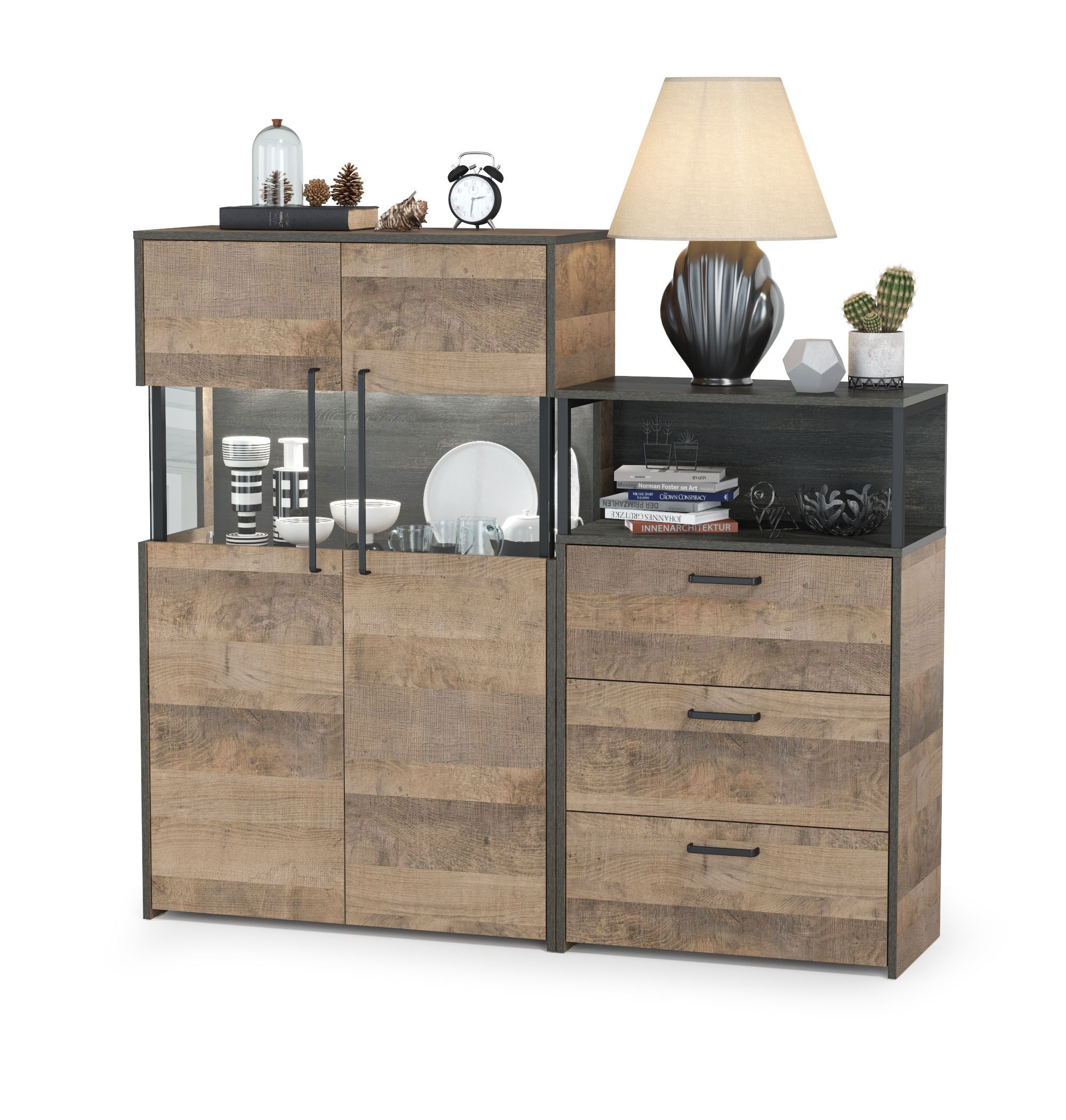 Изображение товара Комод Моби Трувор 3 ящика из ЛДСП в стиле лофт 152x37x135 см