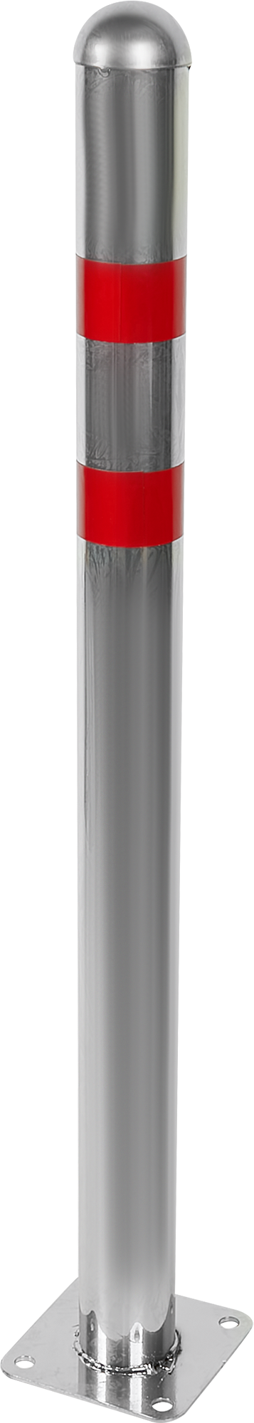 Парковочный столбик стальной 5.7x75 см на площадке серебристо-красный