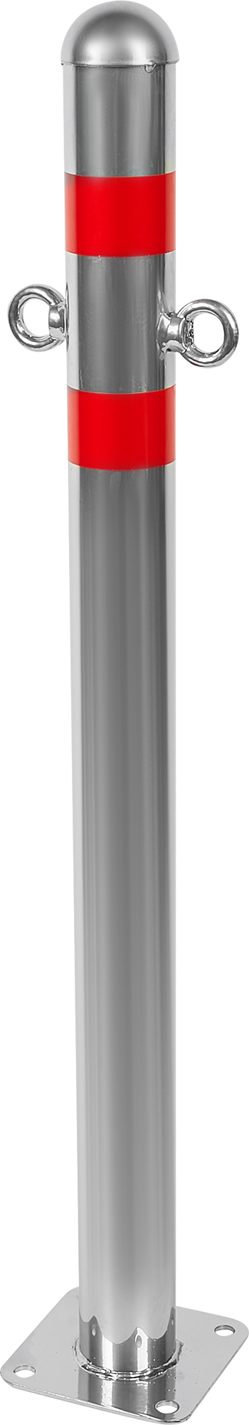 Парковочный столбик стальной 5.7x78 см на площадке с проушиной серебристо-красный