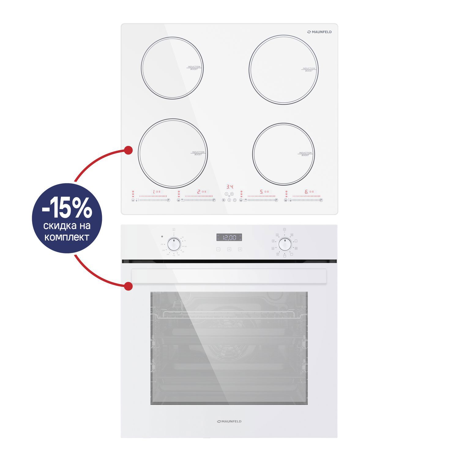 Изображение товара Комплект бытовой техники MAUNFELD Munich: духовой шкаф и варочная панель