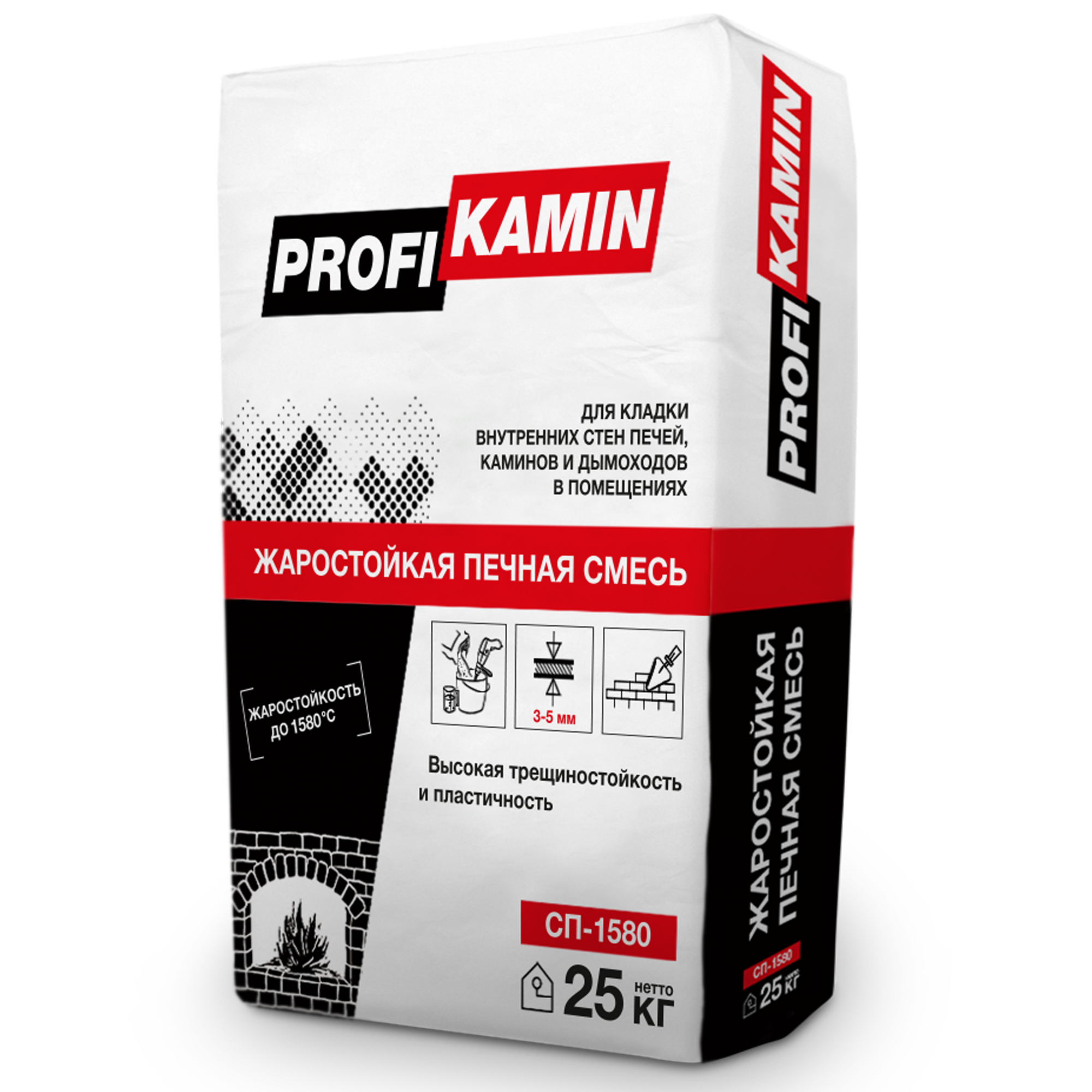 Изображение товара Кладочная смесь для печей и каминов ПрофиКамин огнеупорность 1580°С 25 кг