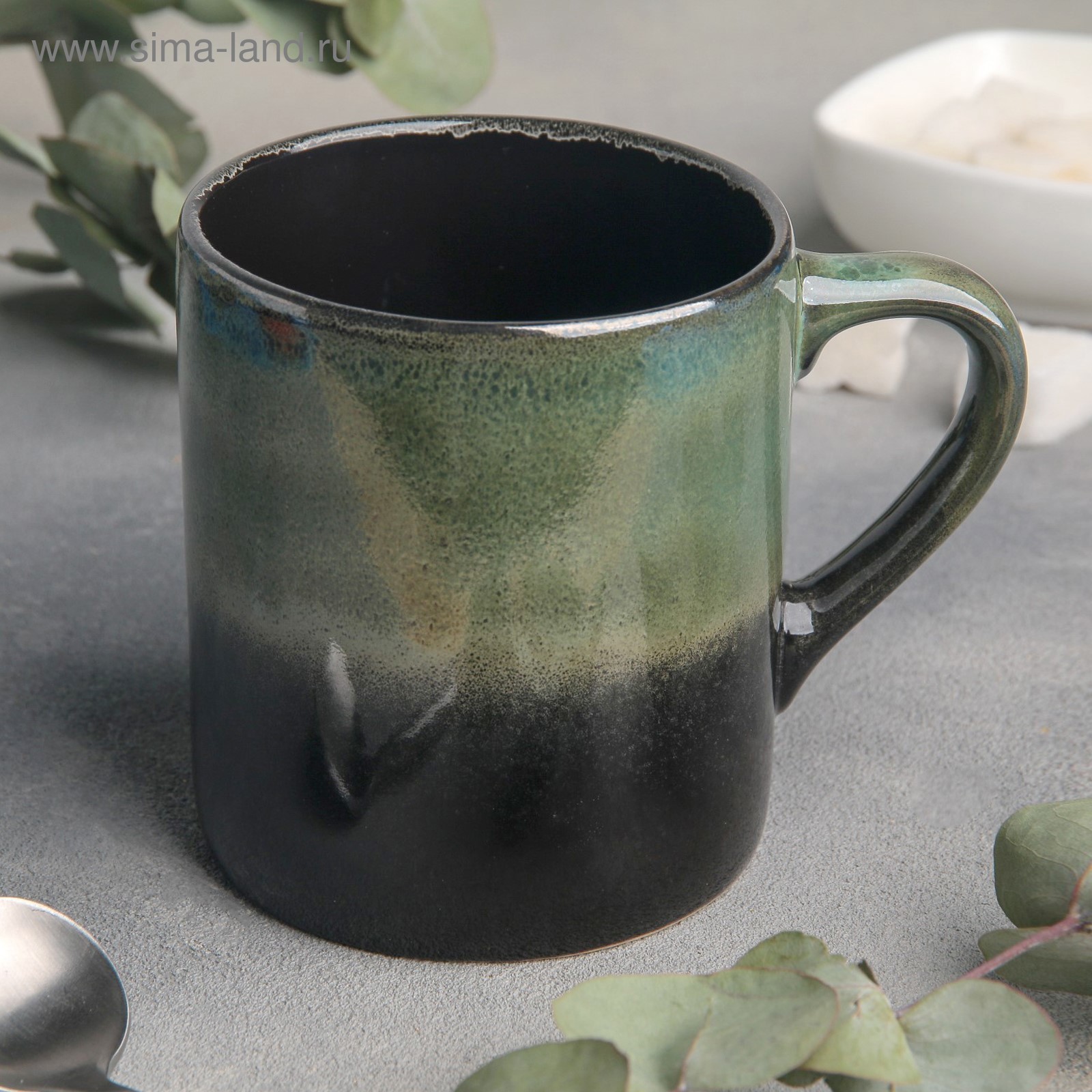 Изображение товара Кружка фарфоровая 350 мл Хорекс Verde notte бирюзовая ручная роспись Россия