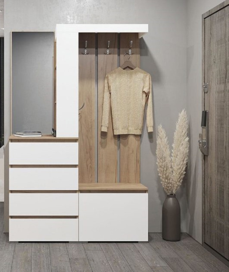 Изображение товара Шкаф для обуви Стендмебель Хелен 126x198x35.3 см белый ЛДСП с 3 полками