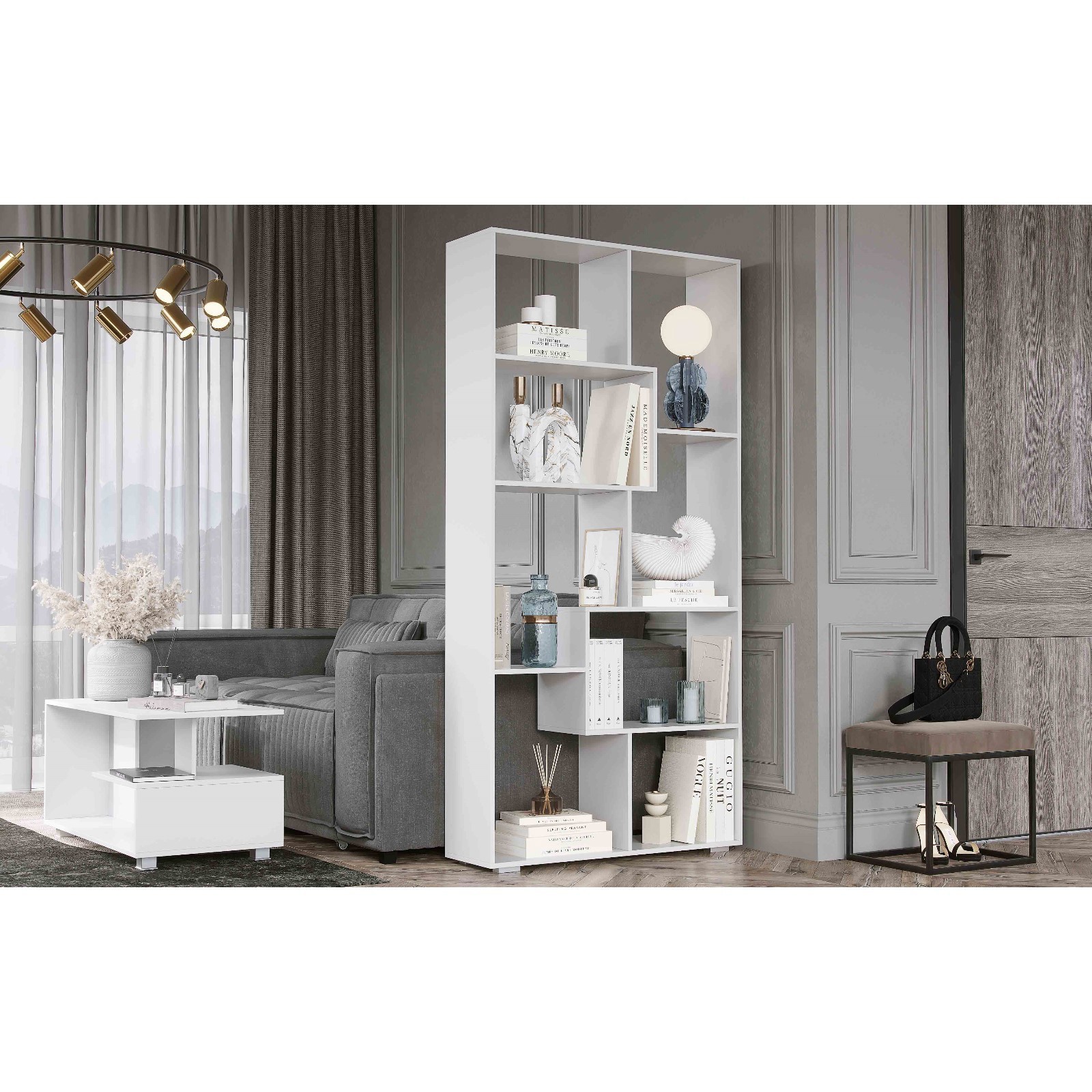 Изображение товара Стеллаж Клик мебель 100x203.5x29.7 см ЛДСП цвет белый