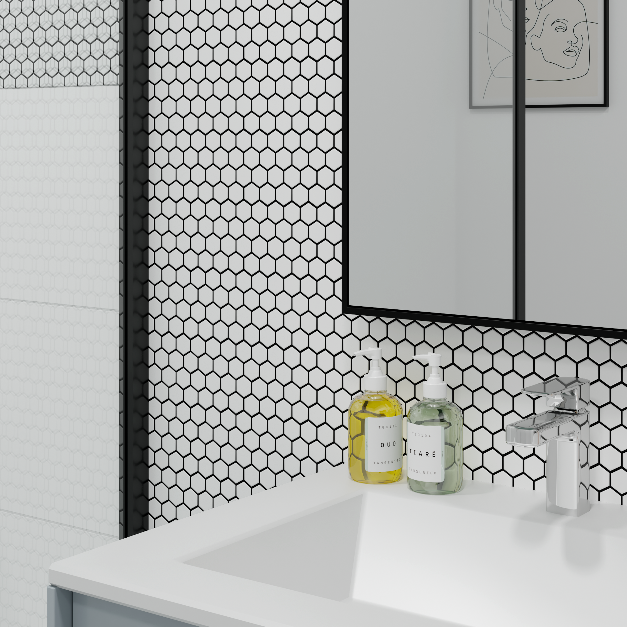 Изображение товара Мозаика фарфоровая Artens Hexo 30x26 см белая для стен и полов