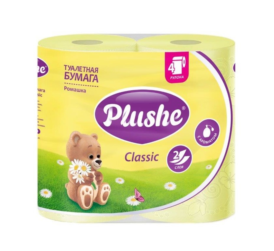 Изображение товара Туалетная бумага Plushe Classic ромашка 4 рулона по 18 м 2 слоя Изображение товара Туалетная бумага Plushe Classic ромашка 4 рулона по 18 м 2 слоя