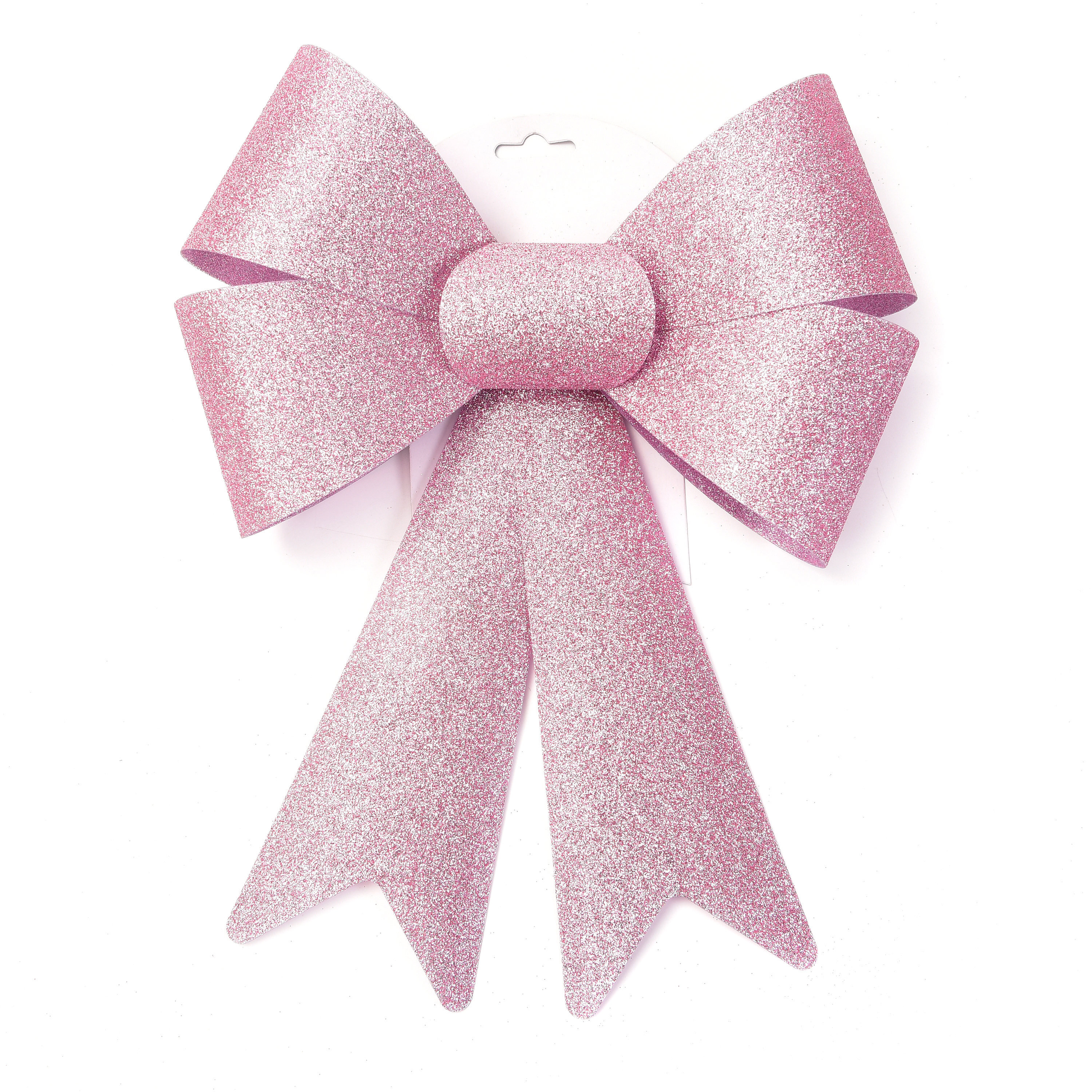 Изображение товара Новогоднее пластиковое украшение Бант розовый 30 см для елки и декора
