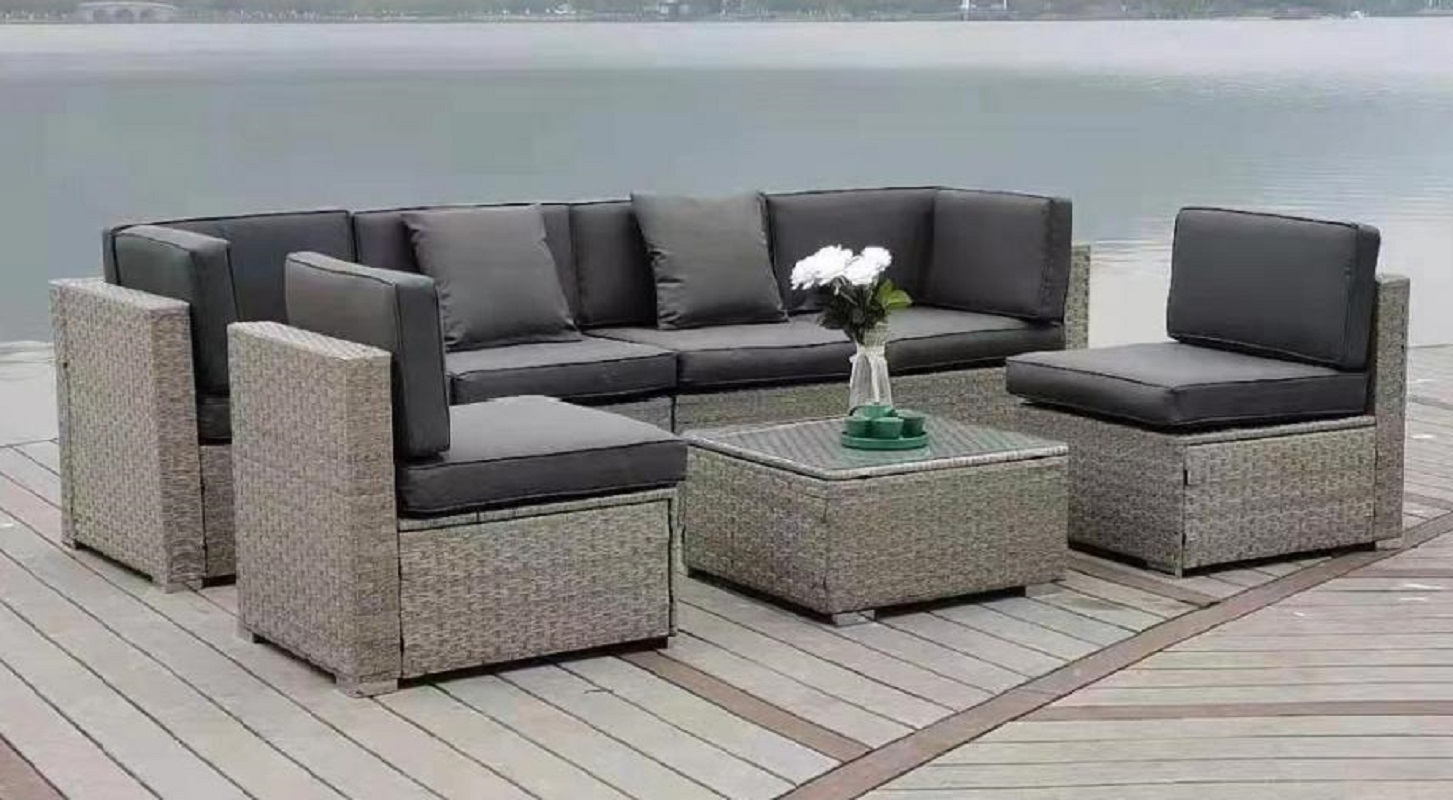 Изображение товара Садовая мебель для отдыха Афина мебель YR822C Grey-Grey искусственный ротанг серый/серебристый 7 предметов