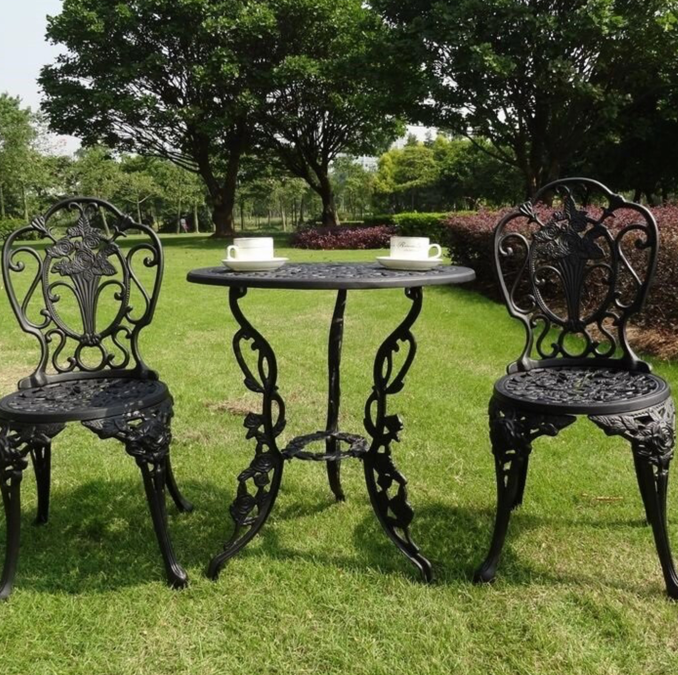 Изображение товара Набор садовой мебели для обеда из алюминия ALU-9006 B 2 стула и стол диаметр 59 см бронза