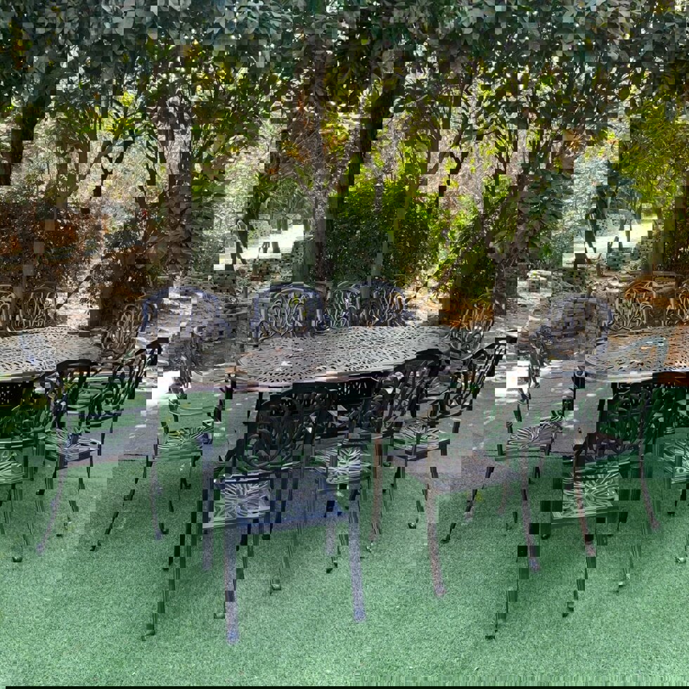 Изображение товара Садовая мебель для обеда комплект из 9 предметов алюминий античная бронза