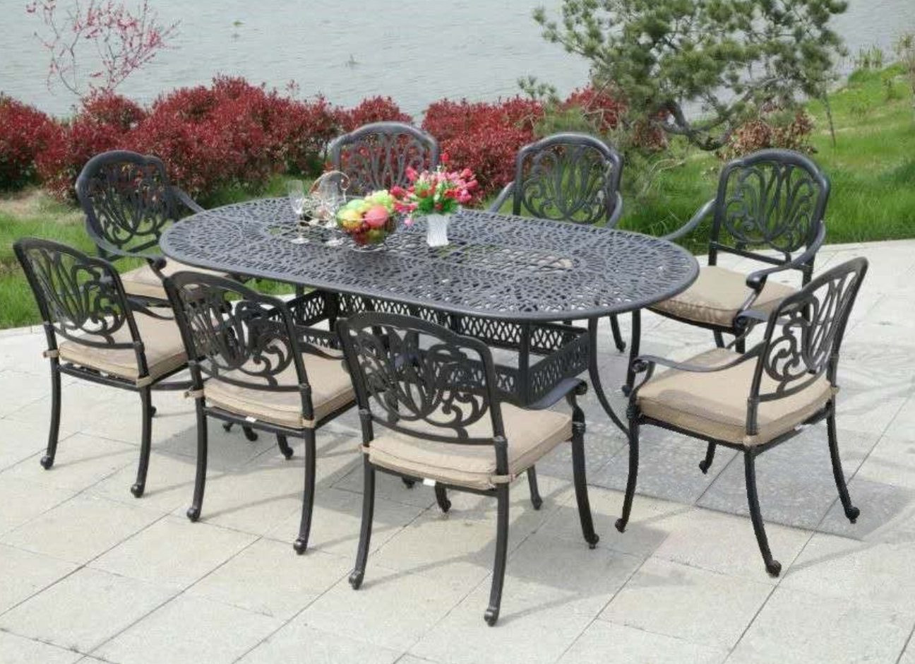 Изображение товара Обеденная садовая мебель 8 человек из алюминия Xiatuyou RDT-054.2/RCC-054 бронзовый графит