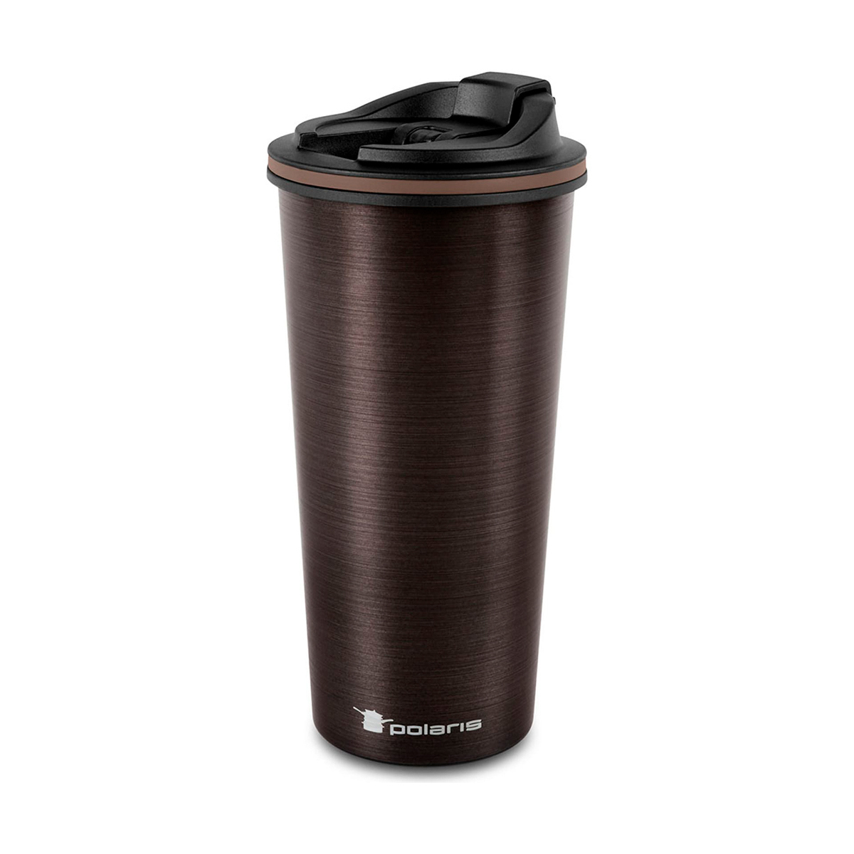 Изображение товара Термокружка Polaris 015210 500 мл из нержавеющей стали черная с герметичной крышкой