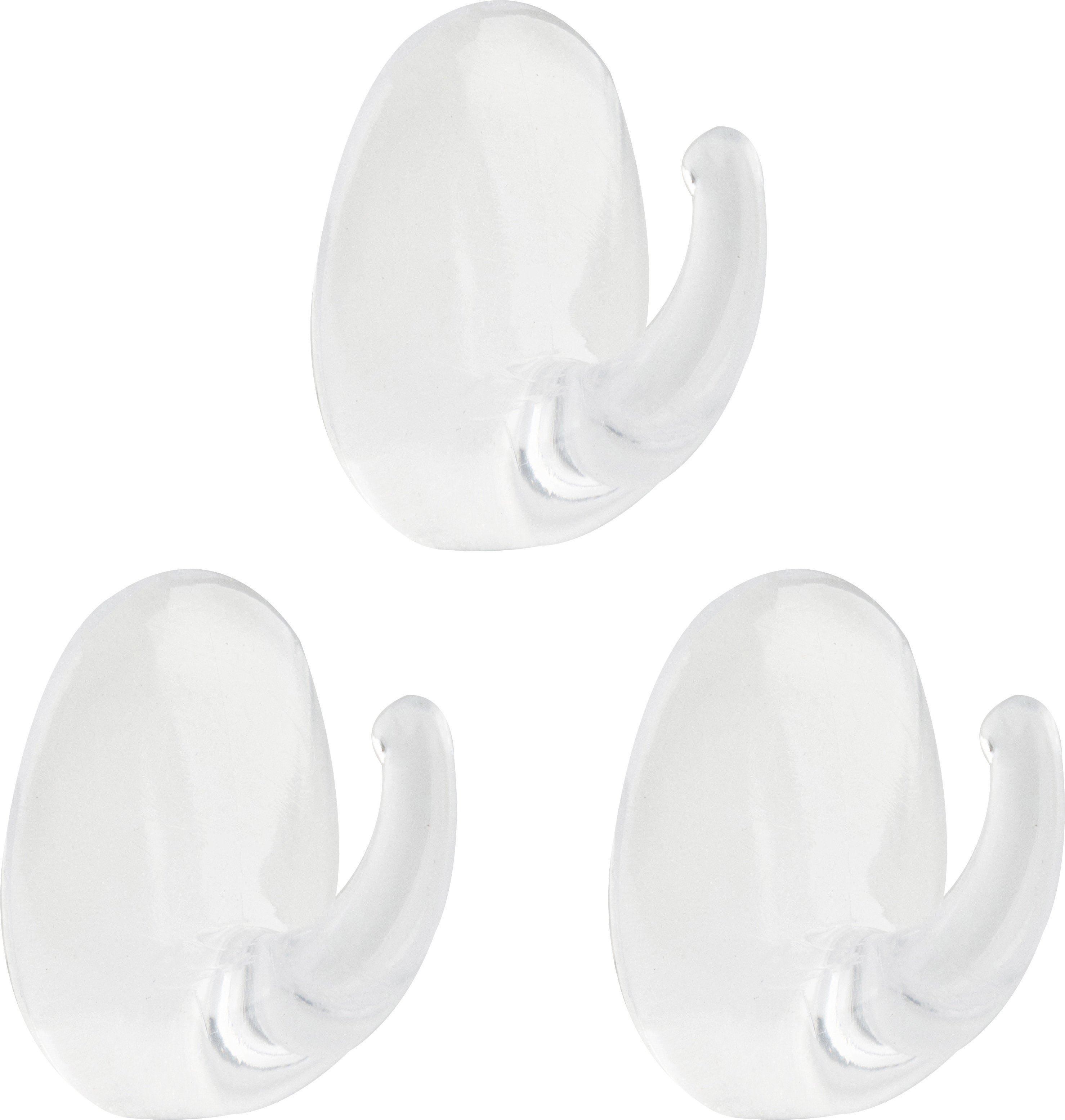 Изображение товара Набор самоклеющихся прозрачных крючков 3 шт, 2,4x2,8 см, без сверления