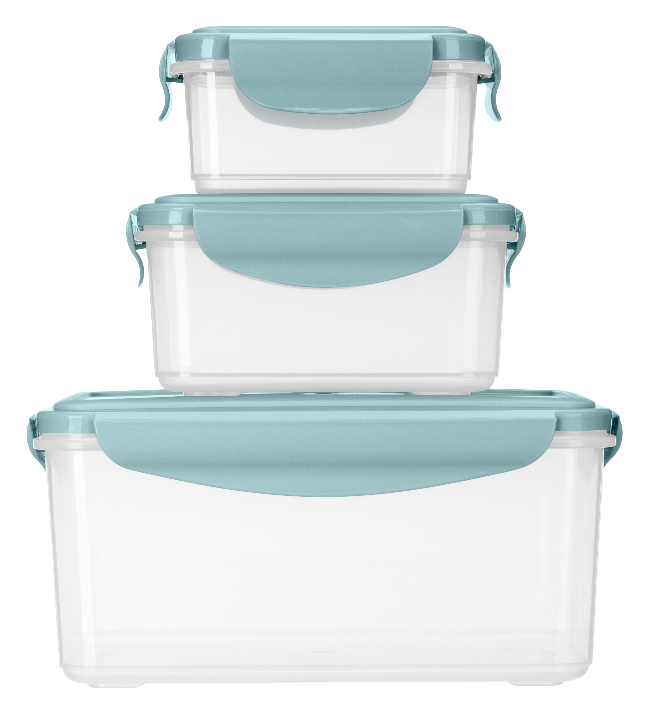 Изображение товара Набор контейнеров герметических Delinia 0.25/0.5/1.6 л полипропилен цвет голубой 3 шт.