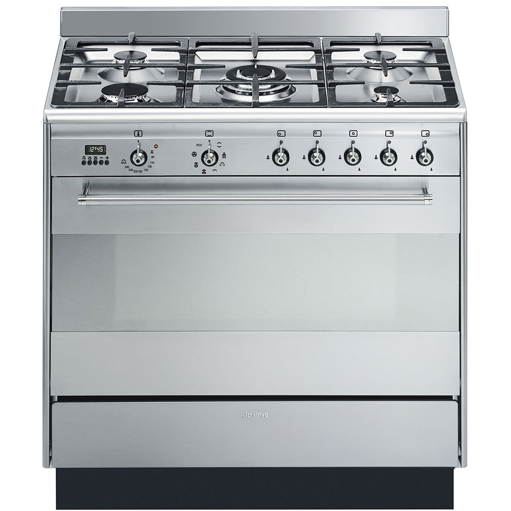 Изображение товара Газовая плита с духовкой Smeg SUK91MFX9 90x90x60 см серебристая