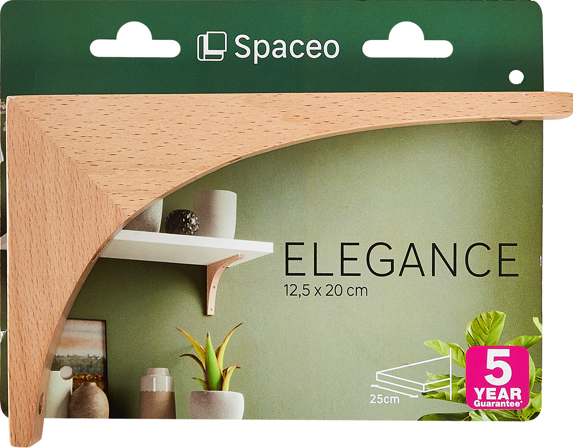 Кронштейн Spaceo 12.5x20 нагрузка до 20 кг цвет дерево 2 шт - 5