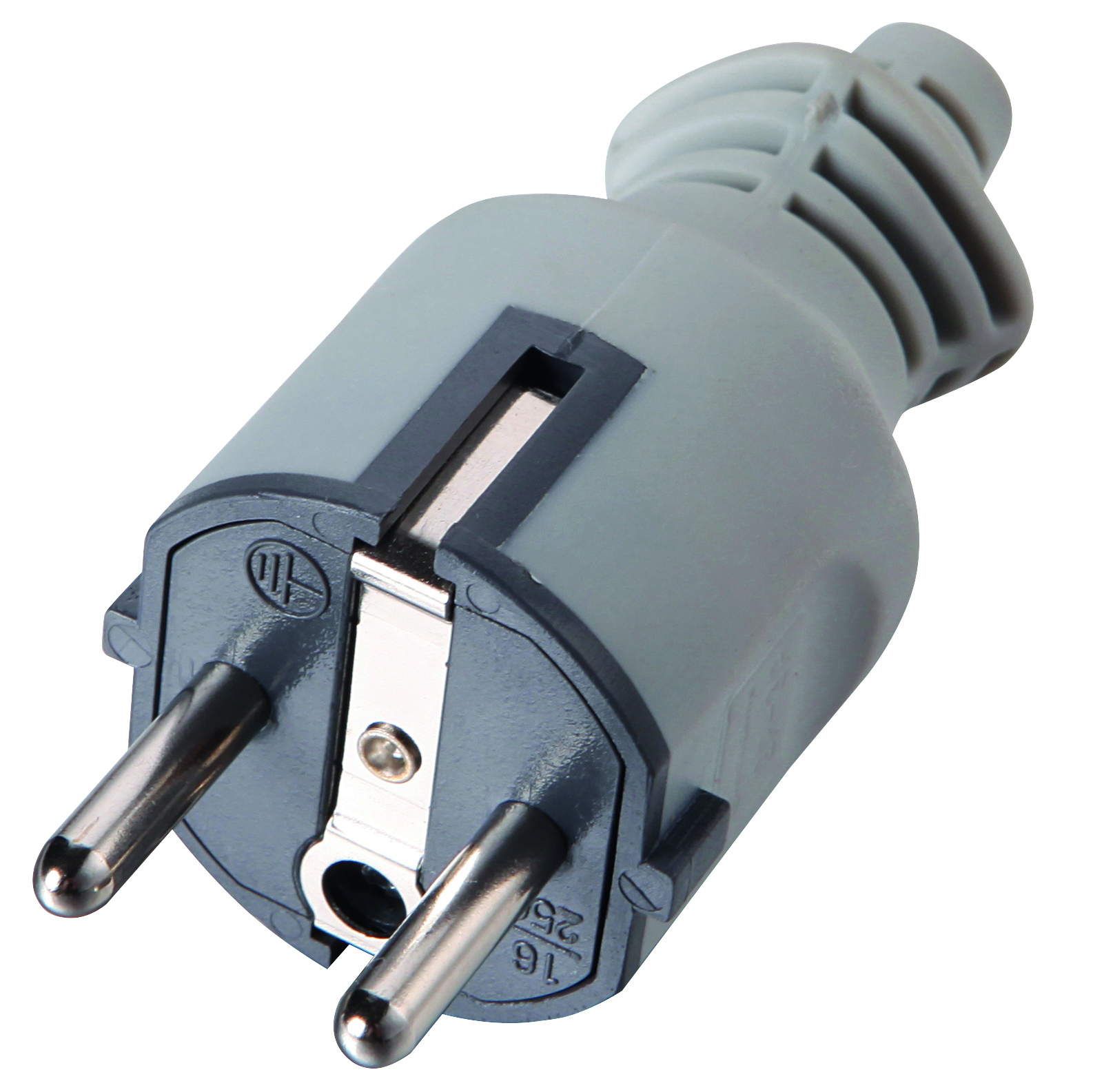 Изображение товара Electraline евро с заземлением вилка серого цвета 230В 16А