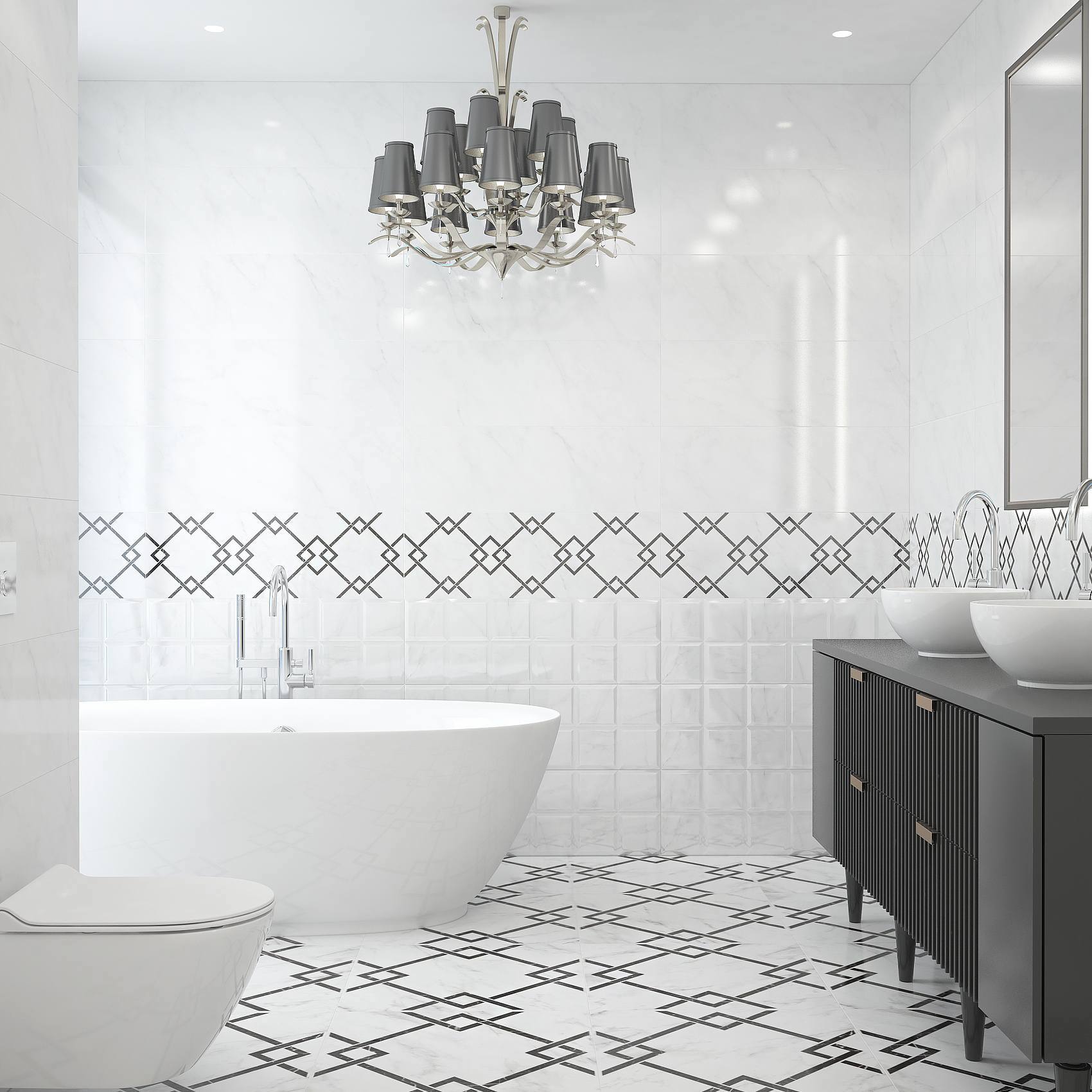 Изображение товара Настенная плитка Keramin Монте 30x90 см белый глянцевый для кухни и ванной