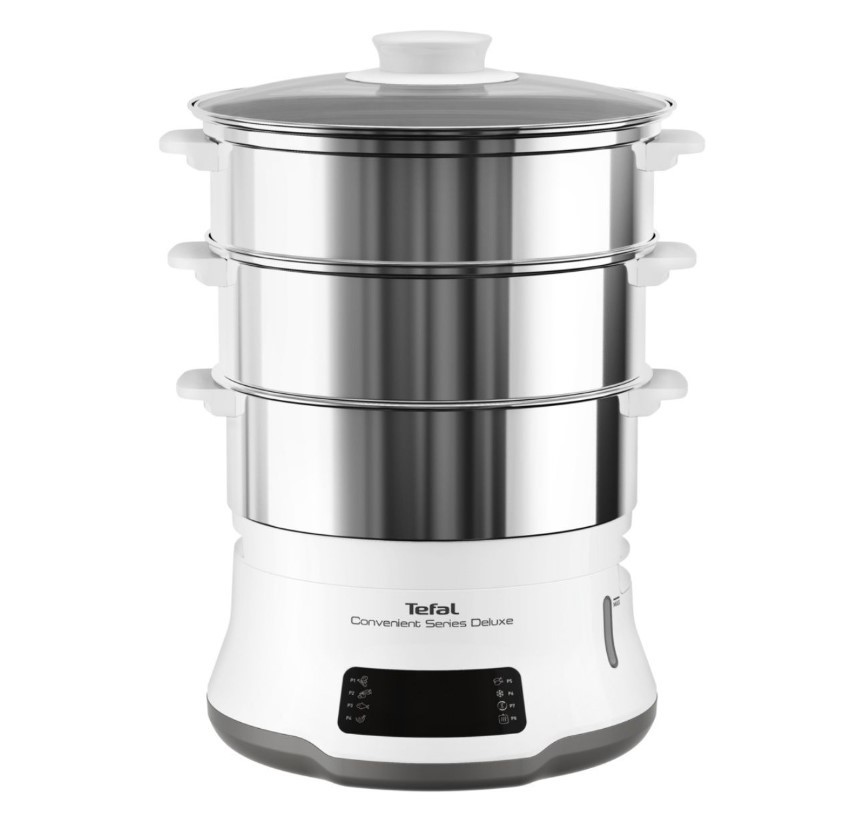 Изображение товара Пароварка Tefal VC502D10 9 л трехъярусная сенсорное управление бело-серебристая