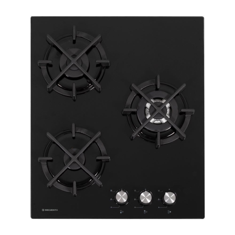 Изображение товара Газовая варочная панель Delvento V45N35S001 44 см 3 конфорки цвет черное стекло