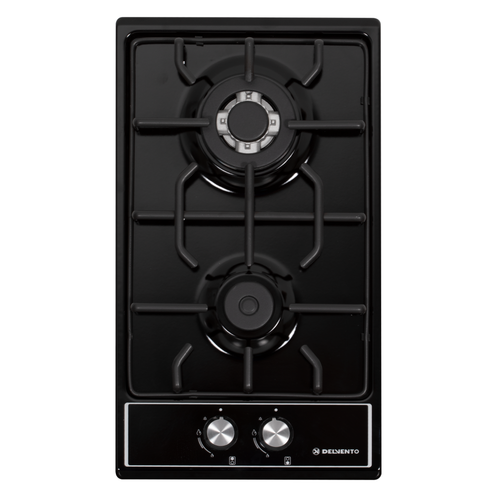Изображение товара Газовая варочная панель Delvento V30V20B001 29 см 2 конфорки цвет черная эмаль
