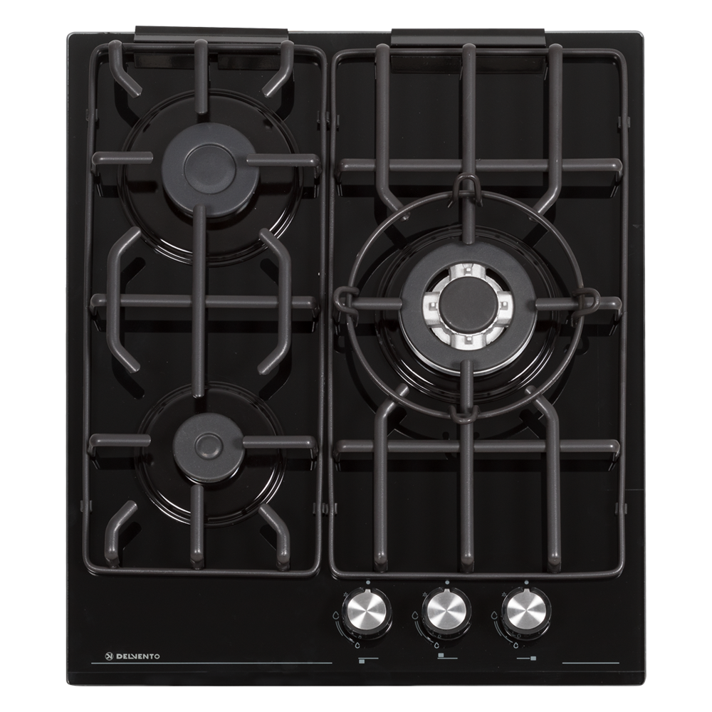 Изображение товара Газовая варочная панель Delvento V45H35S001 44 см 3 конфорки цвет черное стекло
