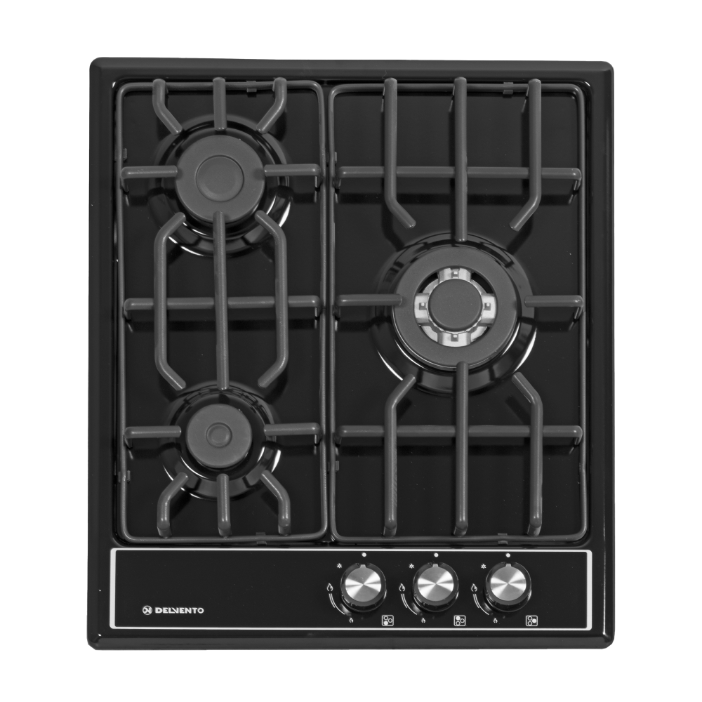Изображение товара Газовая варочная панель Delvento V45V35B001 44 см 3 конфорки черная эмаль