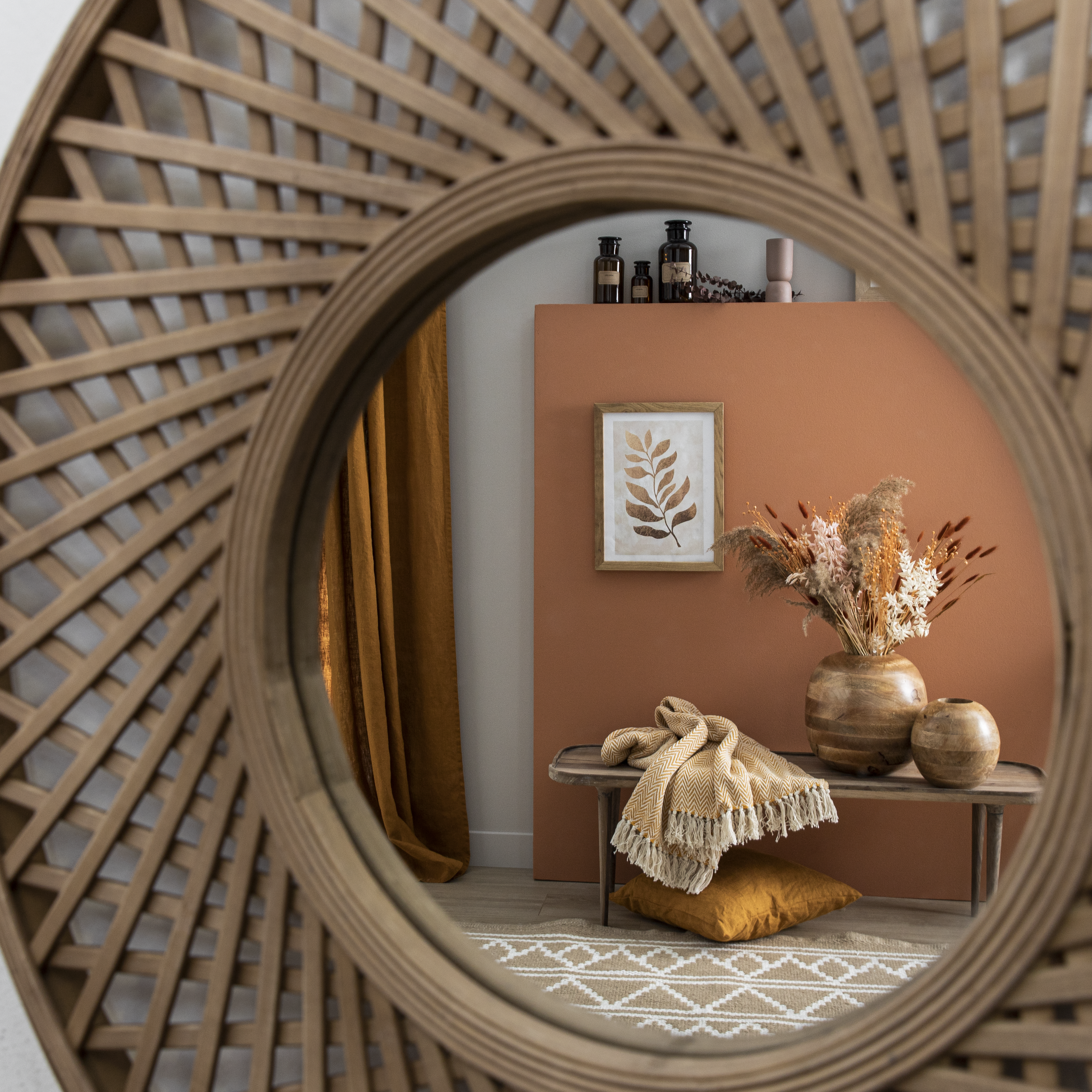 Зеркало декоративное настенное Inspire Rosage круглое D60 см цвет бежевый - 6