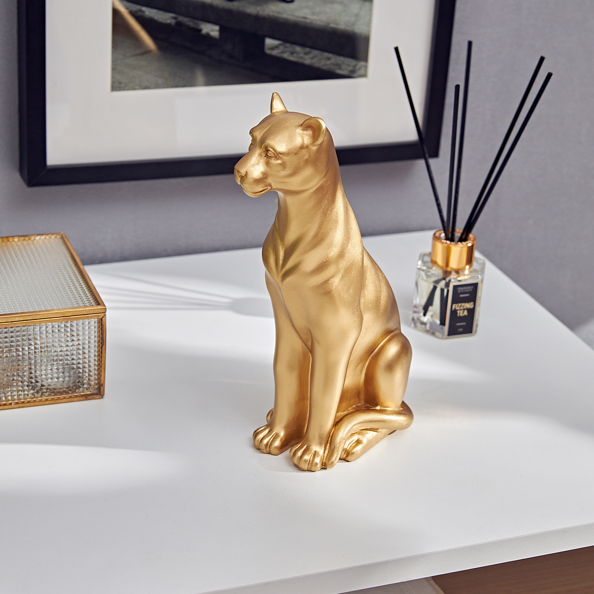 Изображение товара Статуэтка декоративная Atmosphera Пантера 23x8 см золотистая