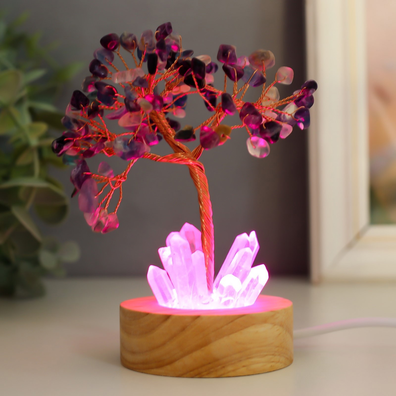 Изображение товара Сувенир с подсветкой "Дерево удачи" под флюорит