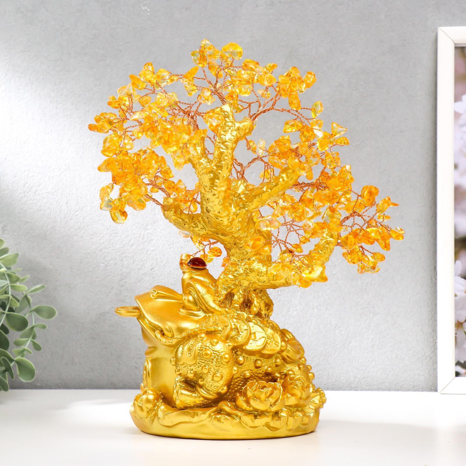 Изображение товара Сувенир бонсай 240 камней "Денежная жаба у янтарного дерева" 25x19x13 см