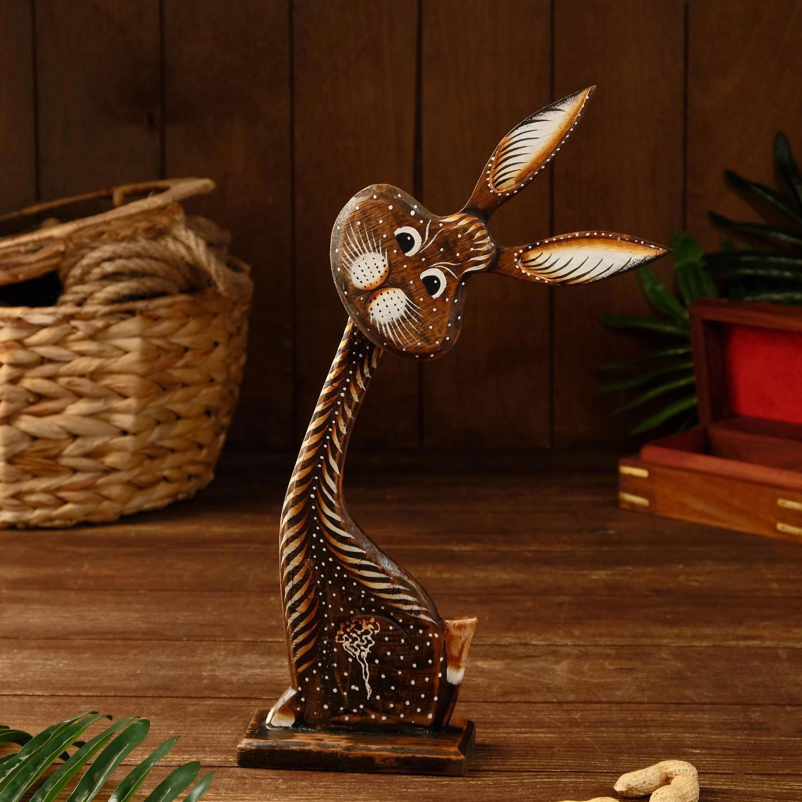 Изображение товара Сувенир-заяц на подставке из дерева, 14x4,5x35 см, коричневый