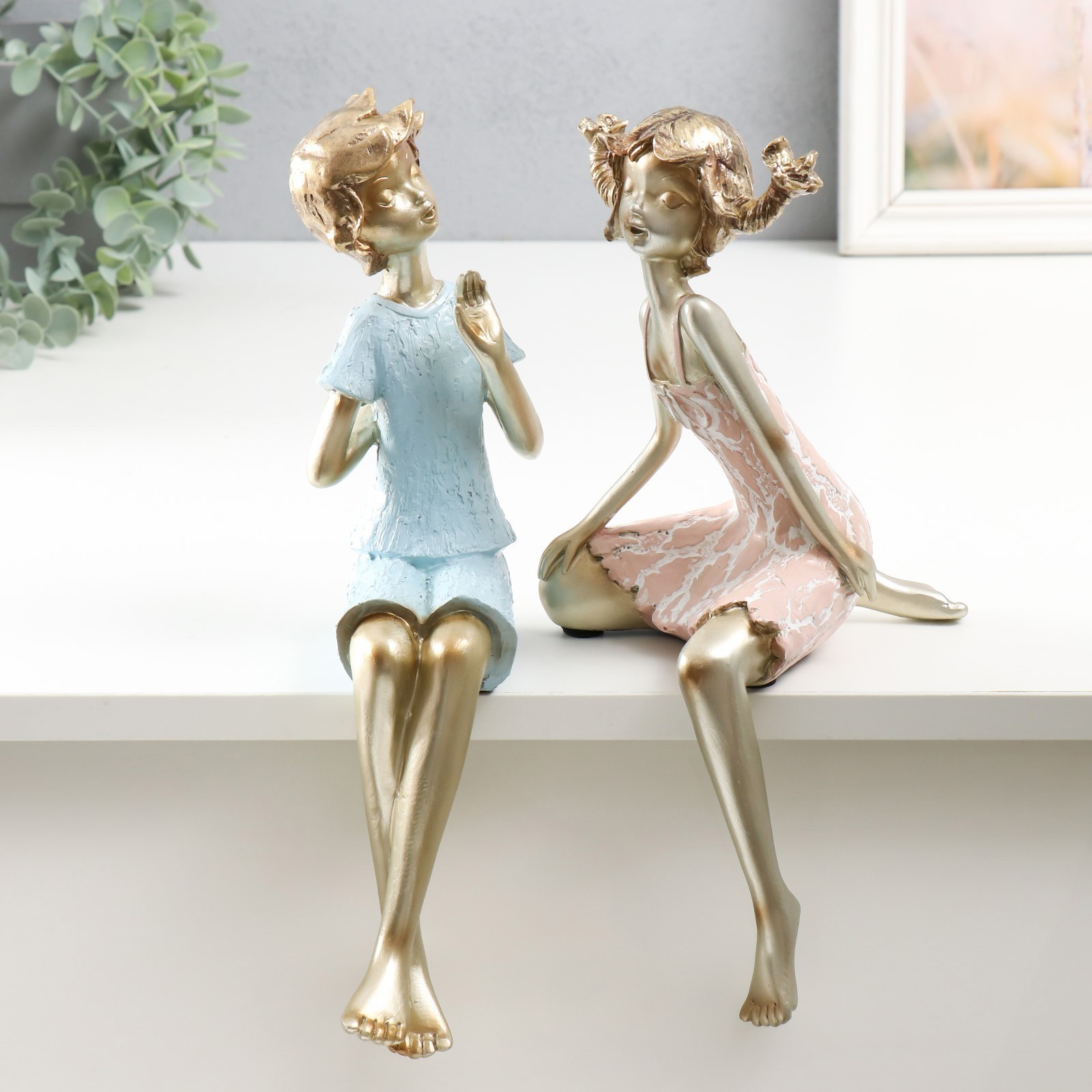 Изображение товара Сувенир Дети - Озорники бело-золотой набор 2 шт