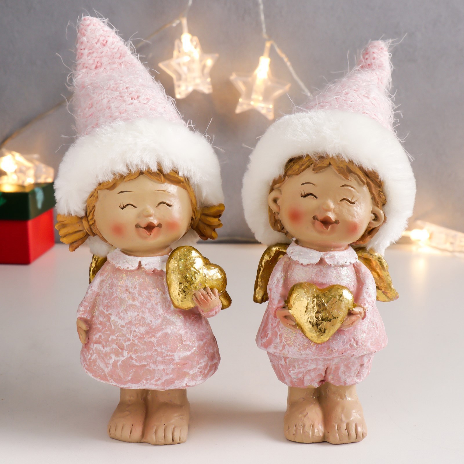 Изображение товара Сувенир "Малышка-ангел в розовом с золотым сердцем" 18x6.5x5 см