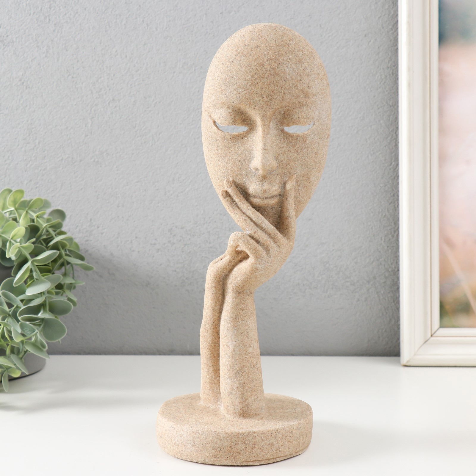 Изображение товара Сувенир "Маска - лицо девушки" песочный 11,5×11,5×29 см