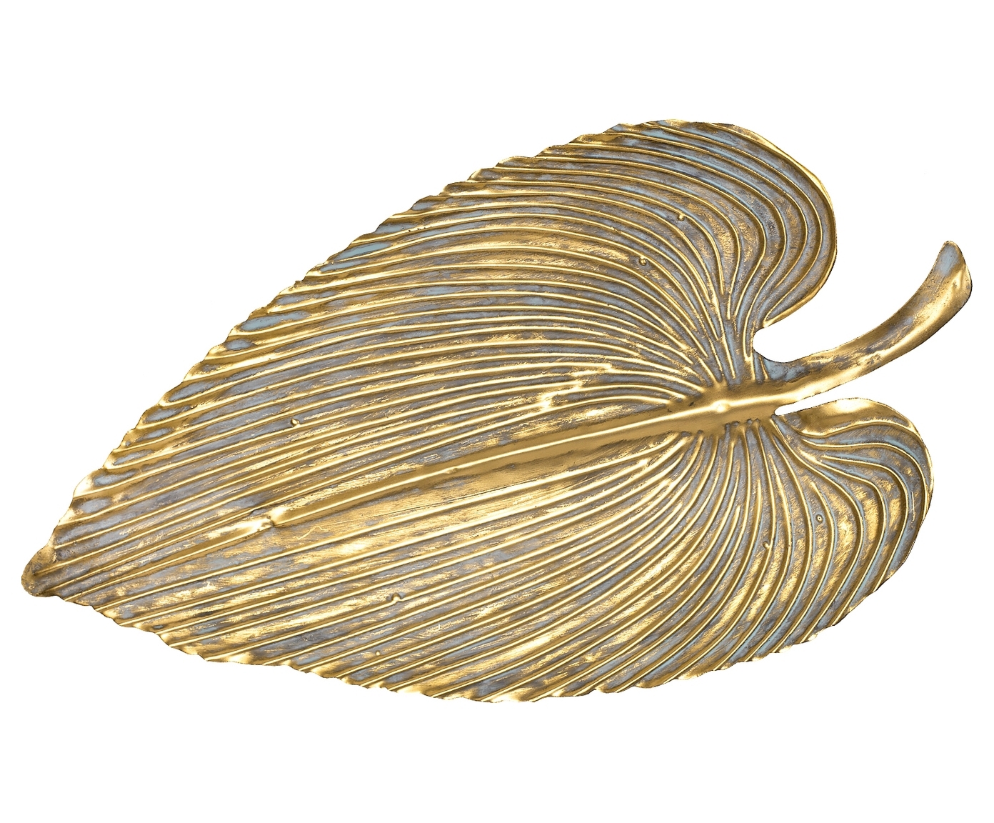 Изображение товара Декоративное блюдо-лист ГЛАСАР 21x3.5 см золотая отделка