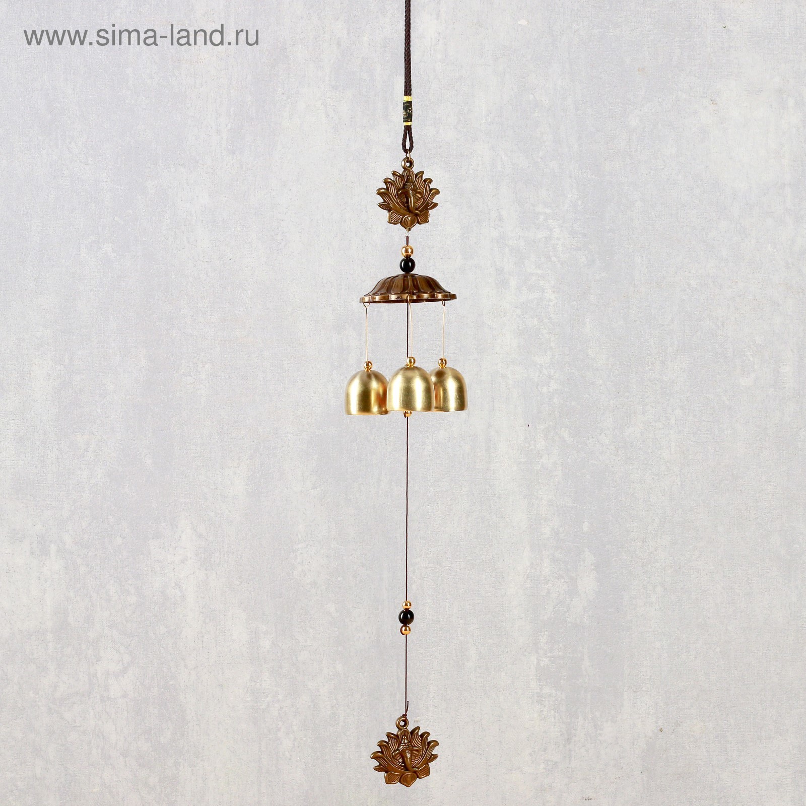 Изображение товара Музыка ветра "Ганеша в лотосе" 3 колокольчика 40 см