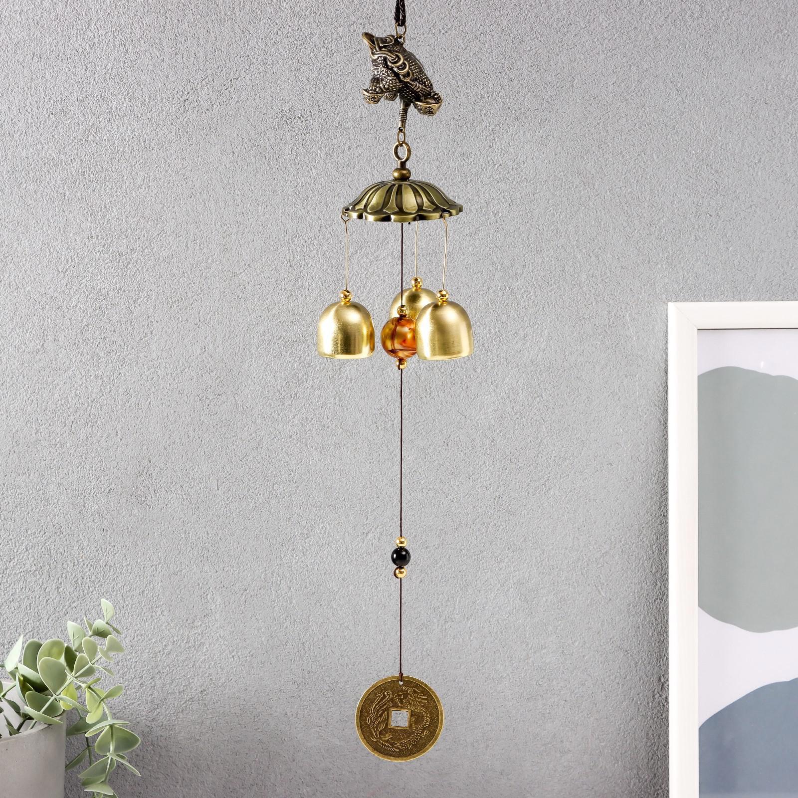 Изображение товара Музыка ветра Денежная жаба с монетой 3 колокольчика 34x5.6x5.6 см