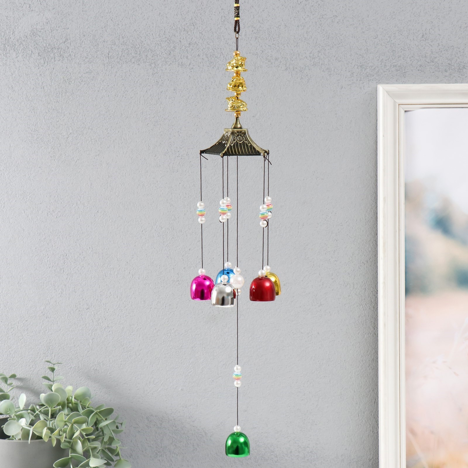 Изображение товара Музыка ветра «Три денежных жабы» — 6 колокольчиков, 55×8×8 см