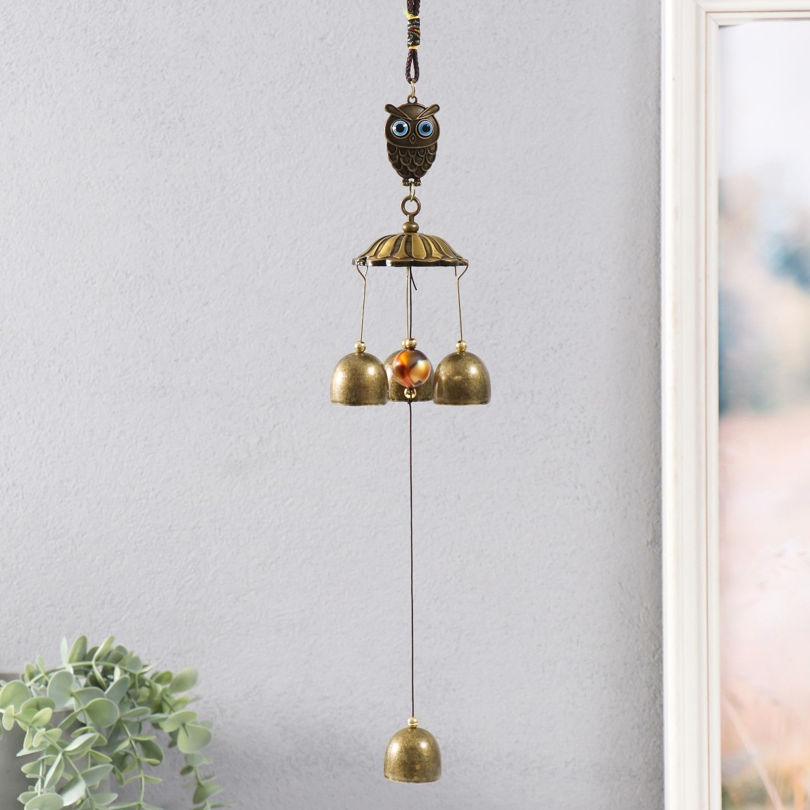 Изображение товара Музыка ветра Совёнок — защитное подвесное украшение 4 колокольчика
