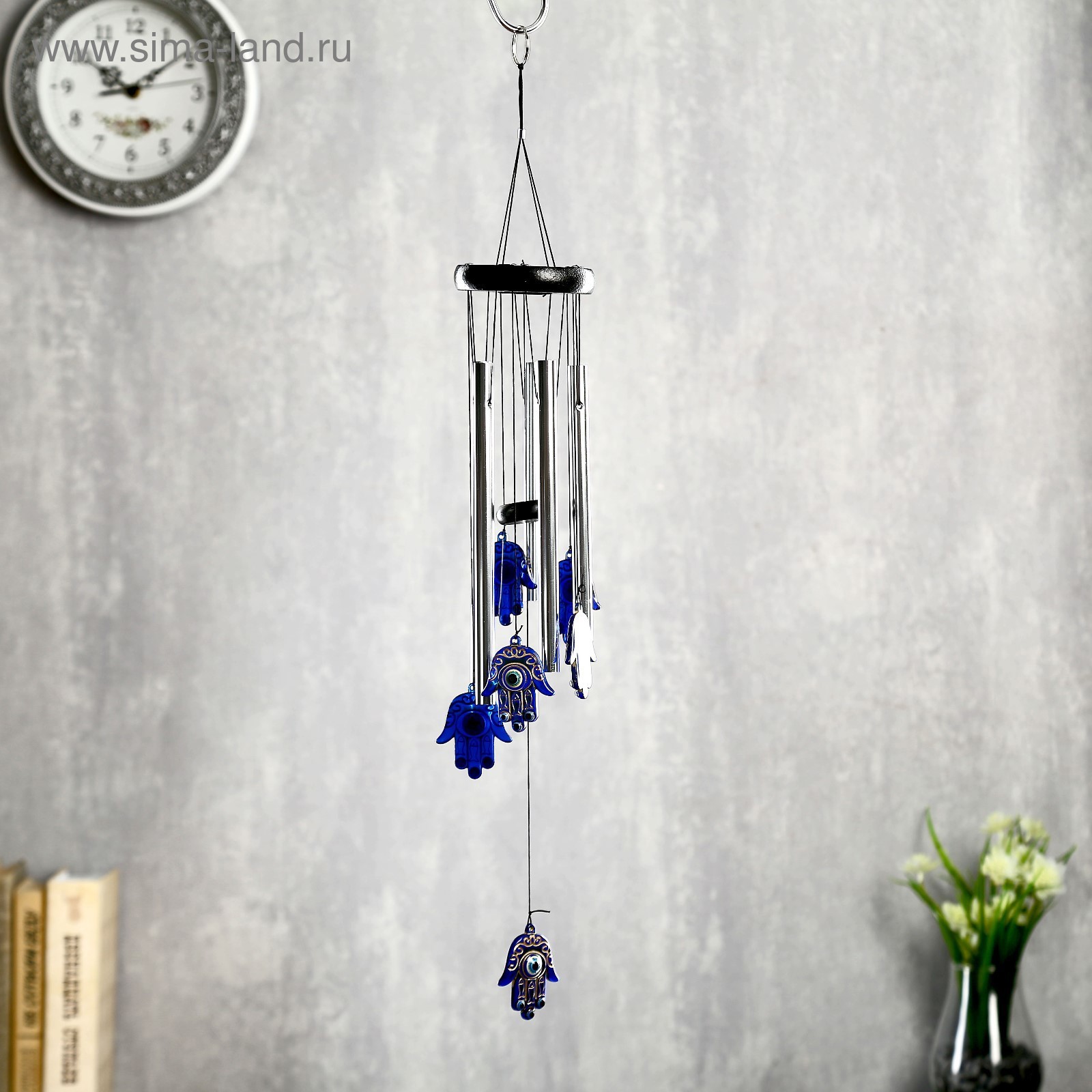 Изображение товара Музыка ветра "Ладонь с талисманом" 5 трубок 6 рук 50x8.5x8.5 см