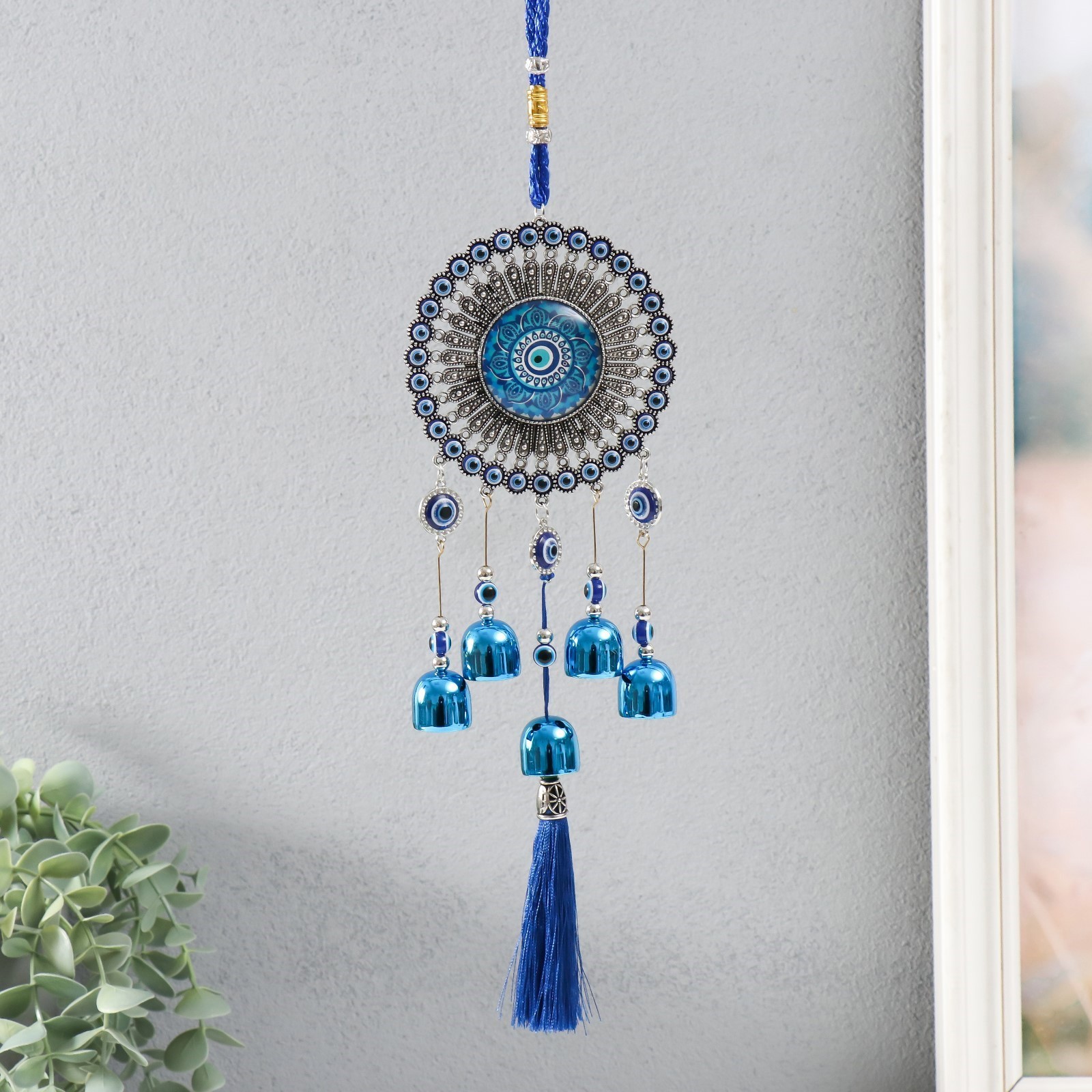 Изображение товара Музыка ветра "Мандала от сглаза" 5 колокольчиков, кисточка h-30 см