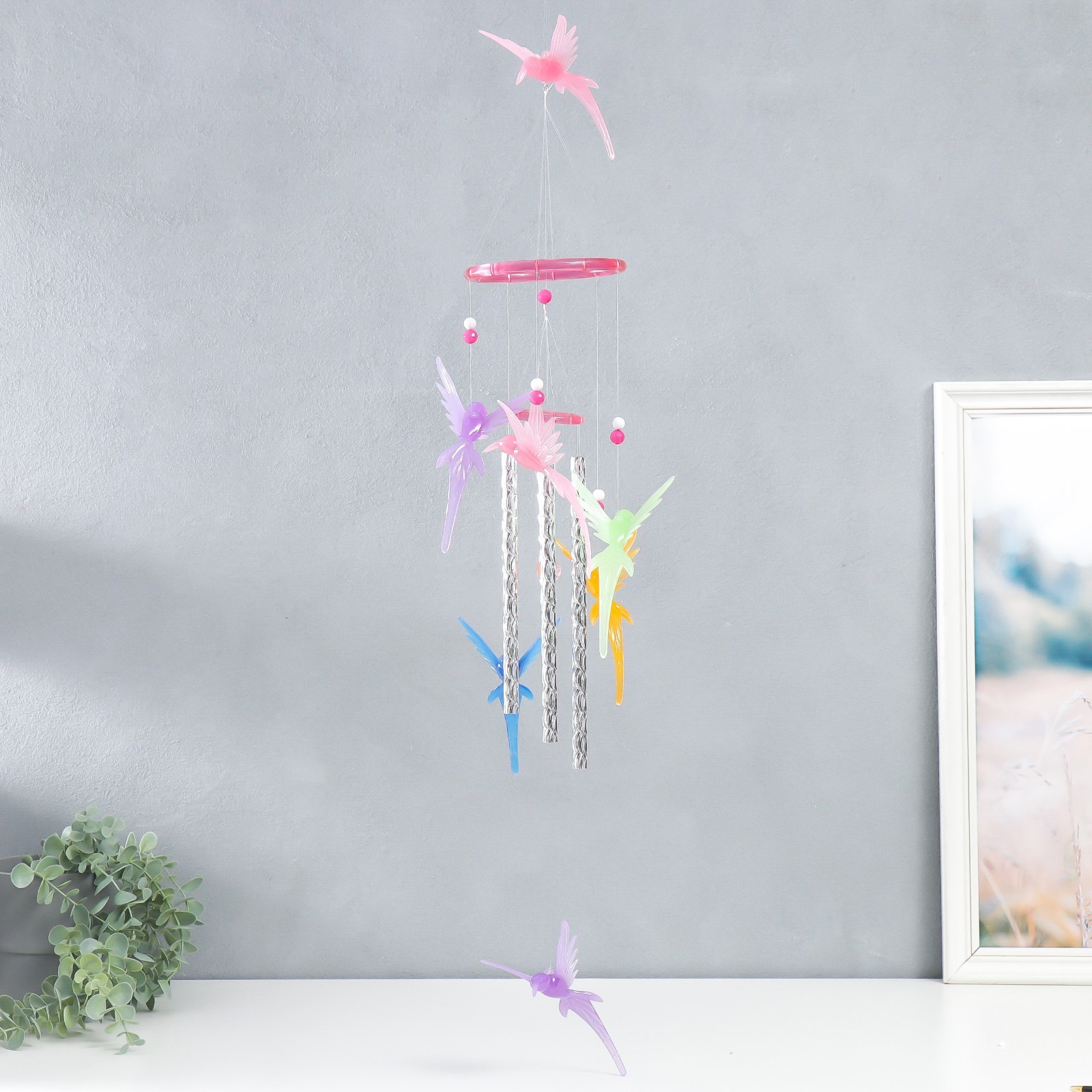 Изображение товара Музыка ветра Колибри 4 трубки 76 см — подвесное украшение