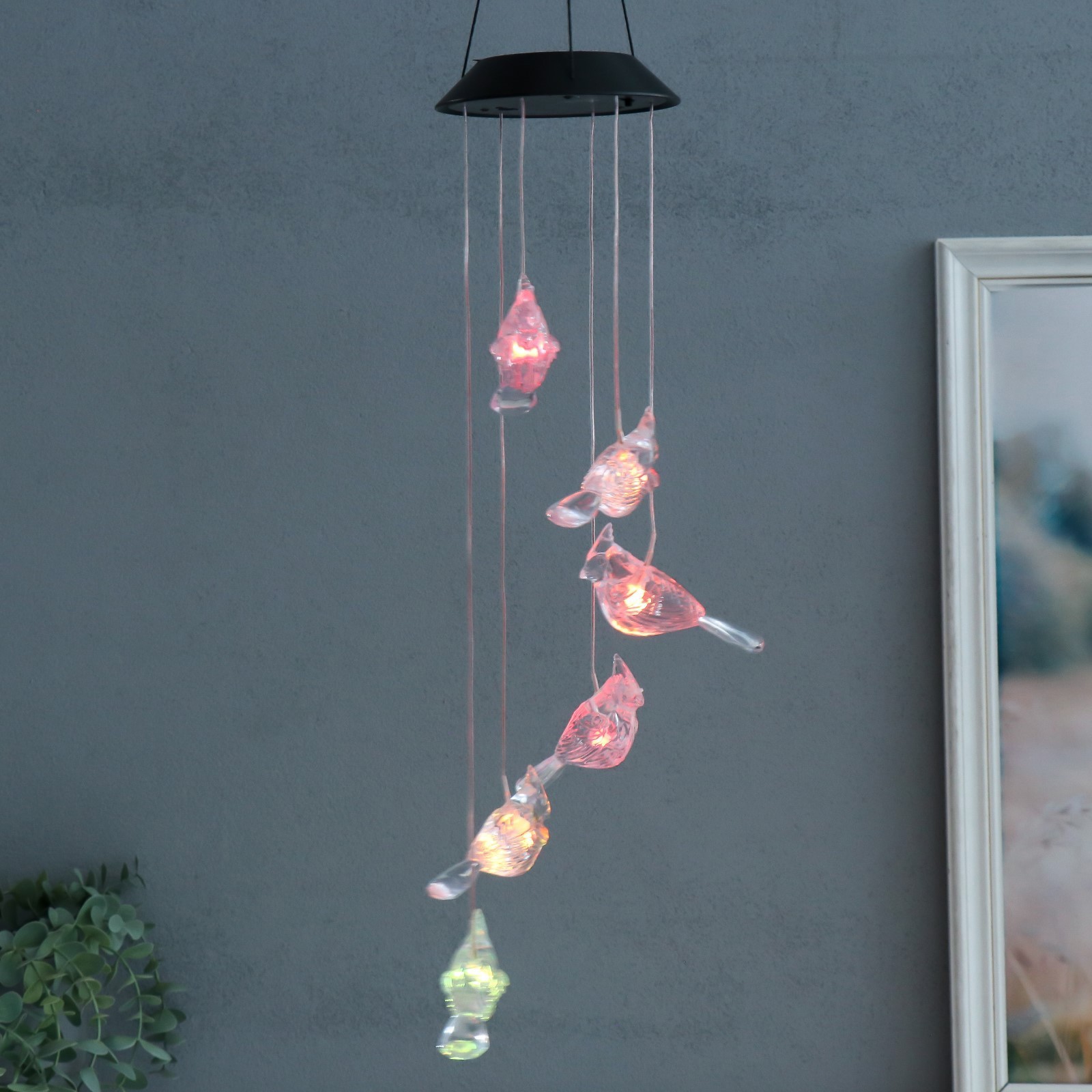 Изображение товара Музыка ветра с подсветкой от солнечной батареи "Птицы" 13x13x55 см