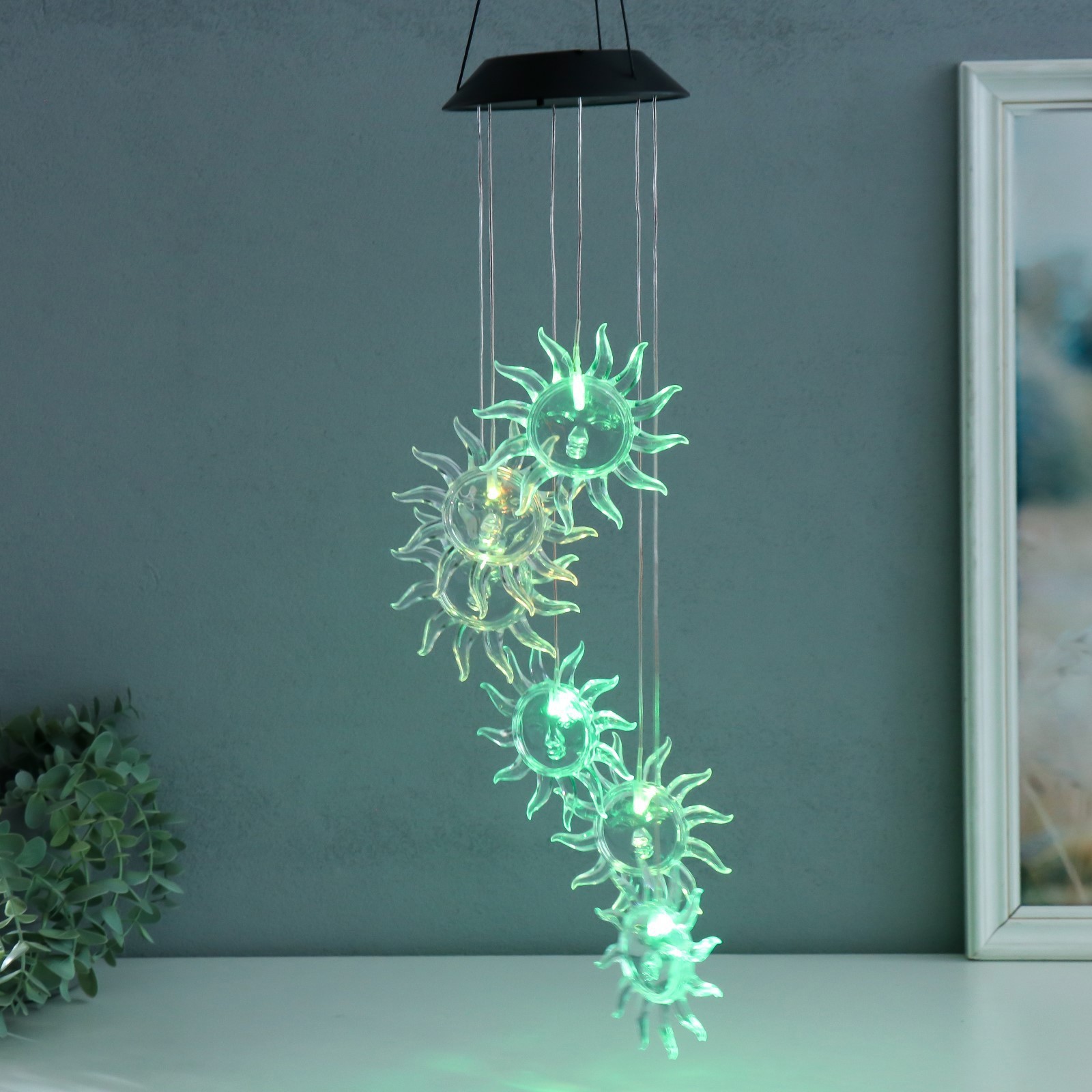 Изображение товара Музыка ветра с подсветкой от солнечной батареи "Солнце" 13x13x55 см