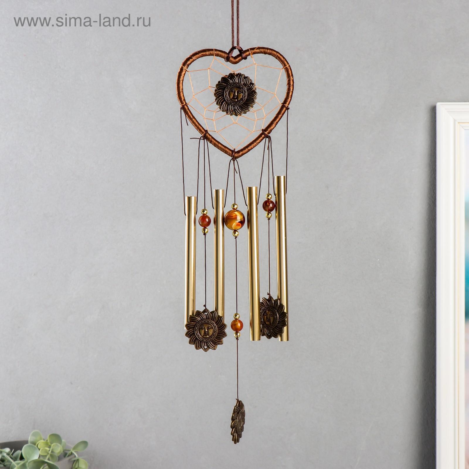 Изображение товара Музыка ветра с ловцом снов "Солнце в сердце" 4 трубки 40 см